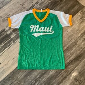 Vintage Green and White Women's Maui Jersey Top